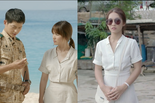 Diễn xuất không được như Song Hye Kyo, Khả Ngân quyết định "cóp" luôn trang phục để bù lại
