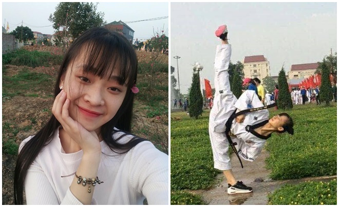 Cô gái 1m53 là cao thủ của 2 môn võ Teakwondo và Karatedo, 20 tuổi đã đạt Tam đẳng huyền đai