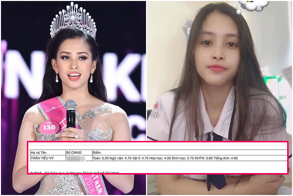 Hoa hậu Tiểu Vy lộ bảng điểm tốt nghiệp THPT thấp tệ hại toàn dưới 5, tiếng Anh quá yếu kém!