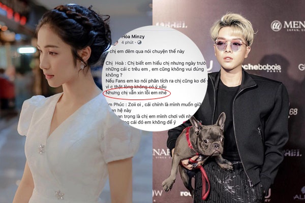 Hòa Minzy chính thức lên tiếng xin lỗi Đức Phúc sau vụ "chê chó hôi", Hoa Dâm Bụt "gương vỡ lại lành"