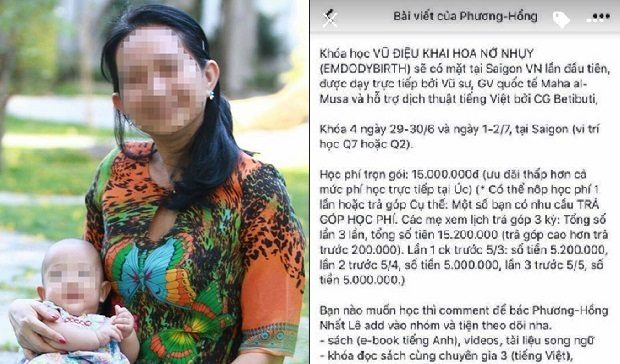 Facebooker Lê Nhất Phương Hồng quảng bá khóa học sinh con “thuận tự nhiên” 15 triệu đồng thế nào?