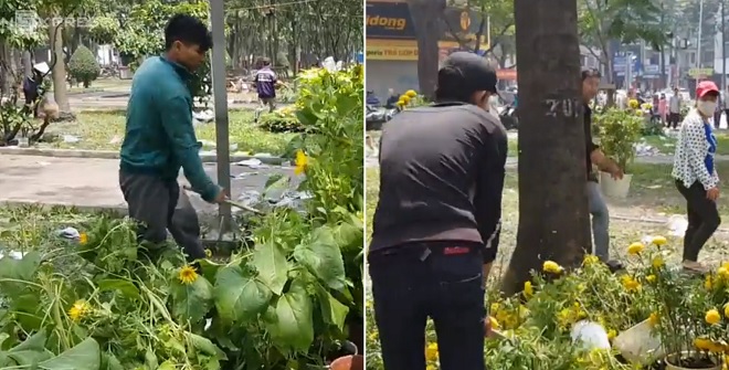 Người dân Sài Gòn đổ xô mua hoa giảm giá chiều 30 Tết, nhiều tiểu thương phá cây tránh cho không