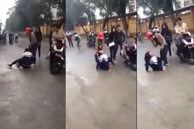 Nữ sinh Hà Tĩnh bị hành hung ngay trước cổng trường