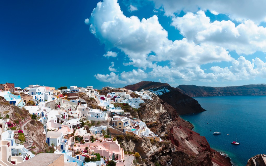 Stylish-Santorini-Wallpaper-Stairs-Image-Clouds-Picture