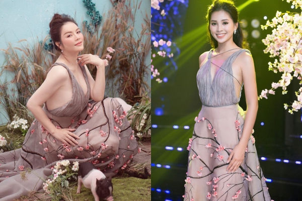 Khéo léo bỏ bớt một chi tiết khi diện chung váy với Hoa hậu Tiểu Vy, Lý Nhã Kỳ khiến fans "thót tim" vì đôi gò bồng đảo