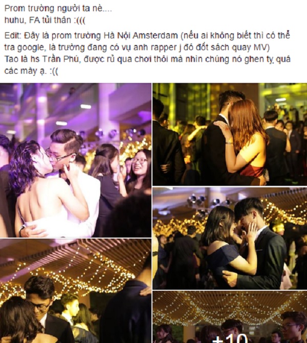 Mới đây, một bạn học sinh đã đăng tải những hình ảnh ngọt ngào của các cặp đôi Ams trong buổi prom thường niên của ngôi trường này lên một diễn đàn dành cho học sinh, sinh viên. 