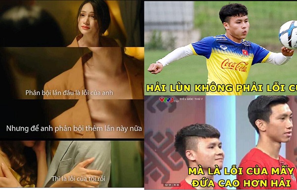 Các cầu thủ Việt Nam bị dân mạng mang ra làm "trò cười" với loạt ảnh chế ăn theo triết lý tình yêu của Hương Giang