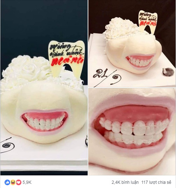 Khi bạn cố quên đi hàm răng đang niềng nhưng lũ bạn lại luôn muốn nhắc đến ngay cả trên chiếc bánh sinh nhật