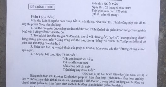 Đề thi và đáp án Ngữ văn kỳ thi vào lớp 10 tại Hà Nội: Sẽ nhiều thí sinh đạt 8 - 9 điểm