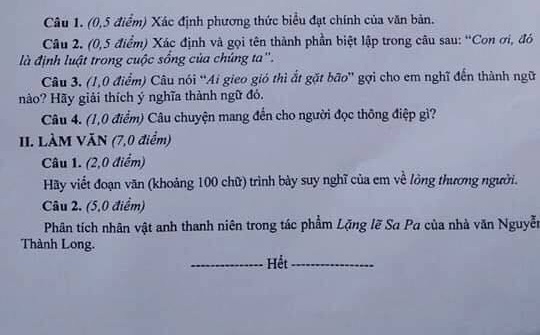 Đề thi lại môn Ngữ văn vào lớp 10 ở Quảng Bình: Phân tích nhân vật trong tác phẩm "Lặng lẽ Sa Pa"