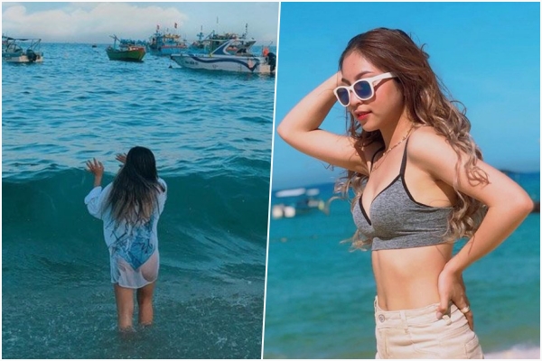 Bạn gái Quang Hải lại bị chê cười vì cách ăn mặc "vô duyên" khi đi biển