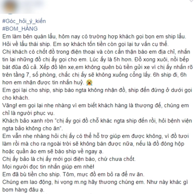 Gọi lẩu Thái tận phòng còn yêu cầu đủ dụng cụ, khách nữ ‘bùng kèo’ ngay phút chót: ‘Gọi đồ chỗ khác ship đến rồi’