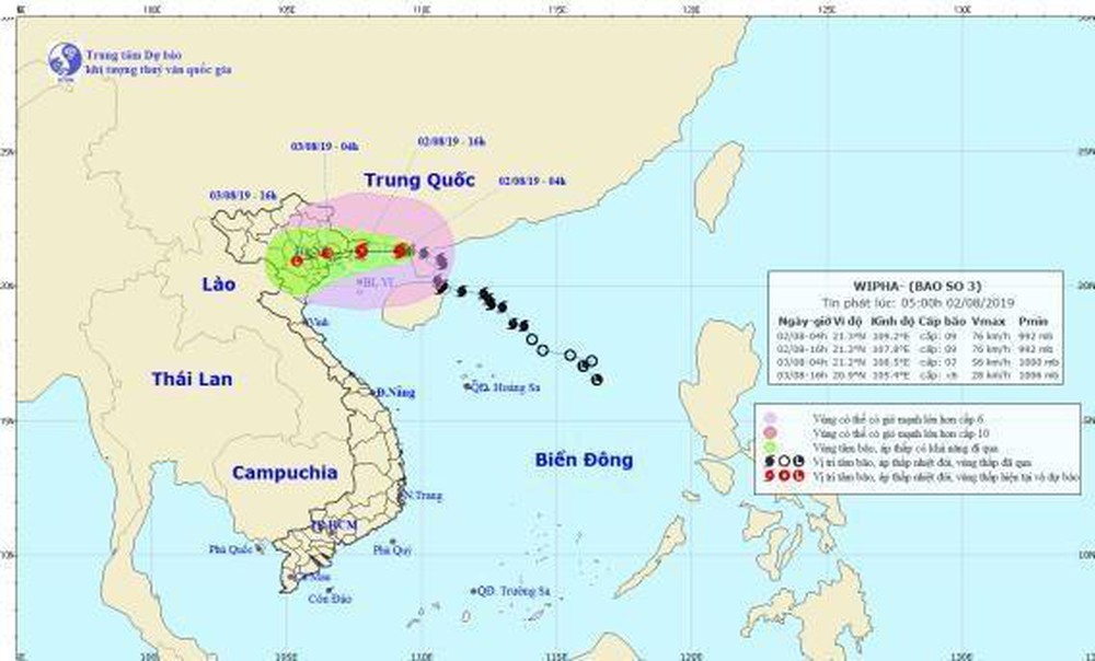 Thông tin mới nhất về cơn bão số 3: Chiều 2/8, bão số 3 giật cấp 12 đi vào vùng biển Quảng Ninh-Hải Phòng