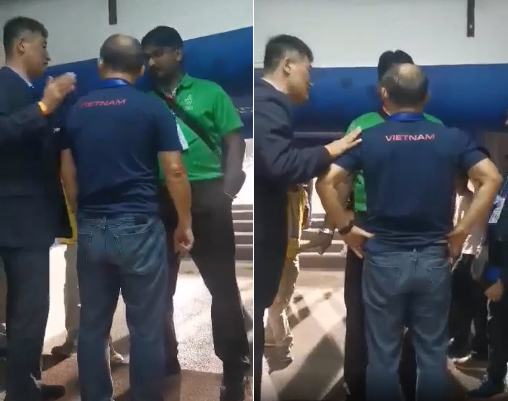 Lộ clip thầy Park bị nhân viên an ninh giam lỏng dưới tầng hầm SVĐ ở trận Chung kết SEA Games