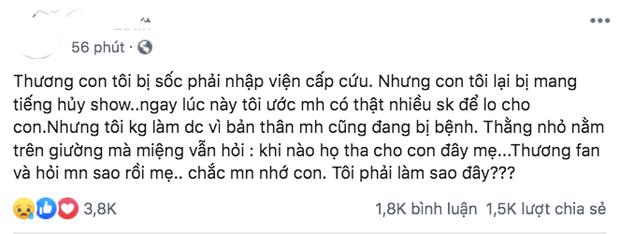 Mẹ ruột Jack lên tiếng khi con bị vu oan huỷ show, hiện nằm viện vẫn gặng hỏi 