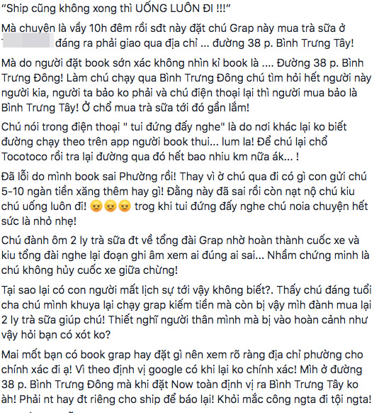 Book trà sữa lúc đêm khuya còn ghi sai đường nhưng 