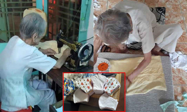 Bà mẹ Việt Nam anh hùng 95 tuổi cặm cụi may khẩu trang hỗ trợ chống dịch COVID-19, nhiều người trẻ nhìn tự thấy xấu hổ!