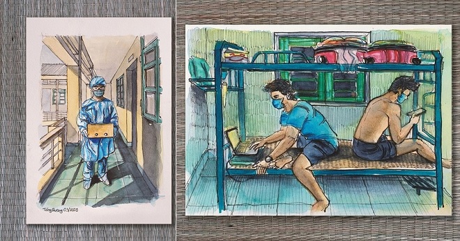 Siêu ấn tượng với bộ tranh ký họa của du học sinh về cuộc sống 14 ngày tại khu cách ly tập trung