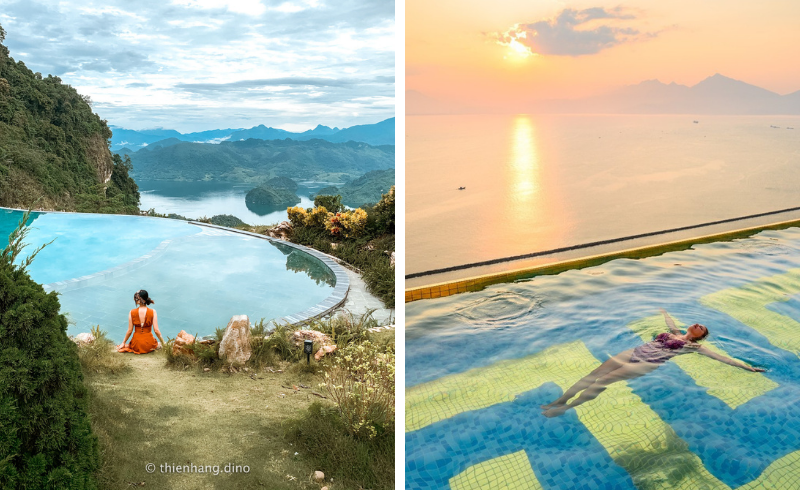 Dù view núi hay view biển đây chính là top bể bơi vô cực đẹp nhất Việt Nam, vừa chill vừa ngắm cảnh đã mắt 
