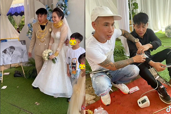 Lộ gia thế khủng của cô dâu chú rể đeo vàng trĩu cổ trong đám cưới ở Bình Phước