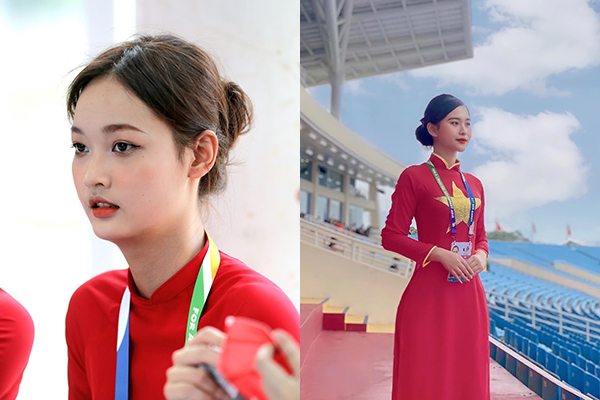 Loạt hot girl bưng khay huy chương trong SEA Games 31: Mặc áo dài "ăn đứt" gái trên khán đài! 