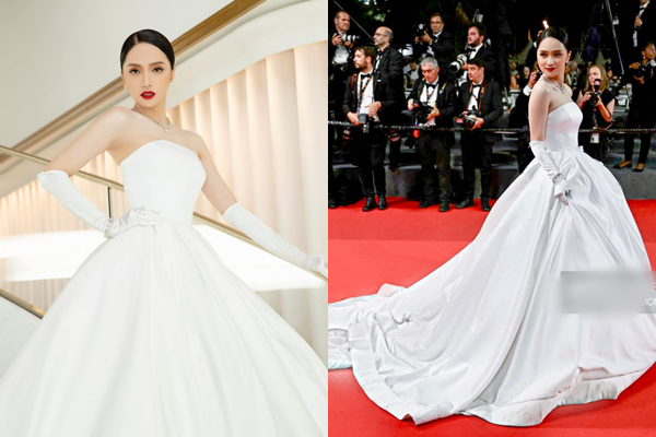 Hương Giang mặc lộng lẫy như công chúa dự LHP Cannes, than thở vì phóng viên Quốc tế không biết mình