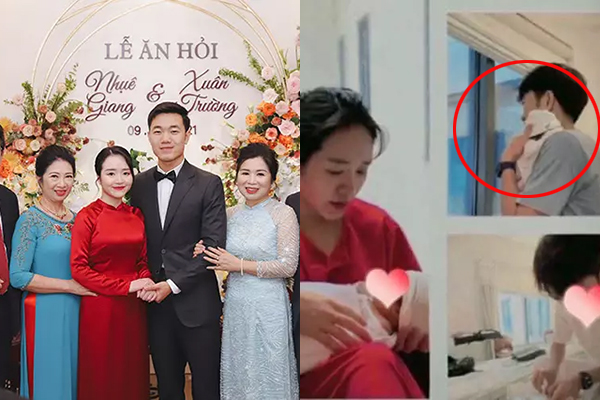 Trông con chuyên nghiệp như Lương Xuân Trường: Tay bế con, tay thay bỉm khiến netizen khen ngợi hết lời