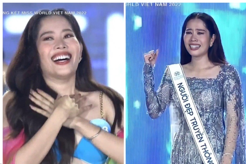 Nam Em khóc “lụt sân khấu” khi được trao sash 2 giải phụ tại Miss World Việt Nam 2022