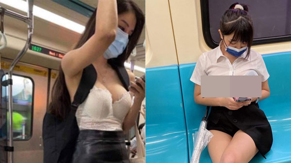 Lối ăn mặc hở bạo bất chấp của chị em khi đi tàu điện khiến hành khách "toát mồ hôi"?