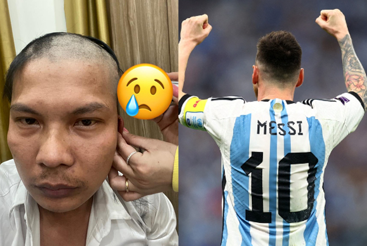 Nói là làm, Lộc Fuho cạo trọc đầu khi Messi vô địch World Cup