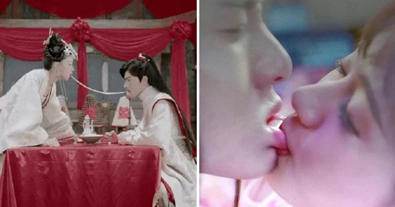 Kỳ lạ cảnh hôn trong phim cổ trang Trung Quốc: Ngậm môi đối phương, hôn kiểu Pháp ?
