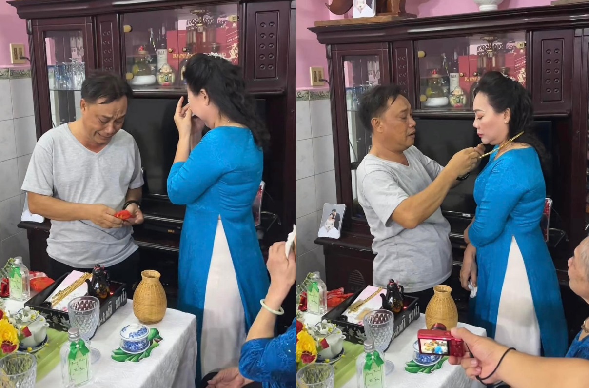 Hạnh phúc đến muộn: Anh trai rơm rớm nước mắt trao của hồi môn cho em gái 60 tuổi trong lễ xin dâu 