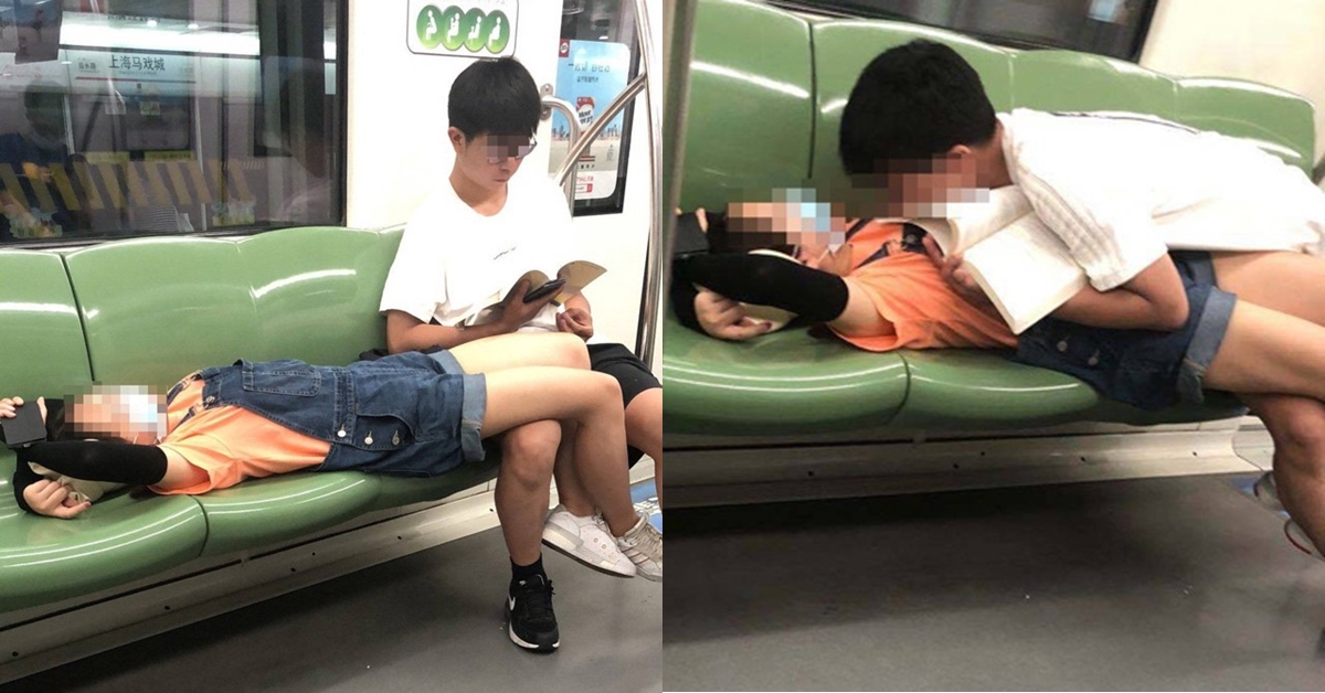 Hai học sinh vô tư "ngả ngớn", ôm ấp sờ soạng ngay giữa tàu điện gây bức xúc kịch liệt