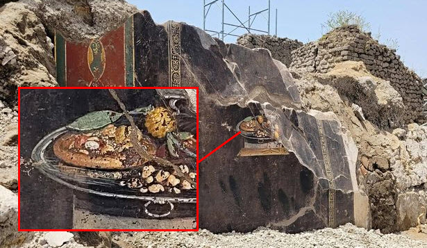 Pizza được phát hiện trong bức tranh 2.000 năm tuổi mới được khai quật: Du hành thời gian có thật?