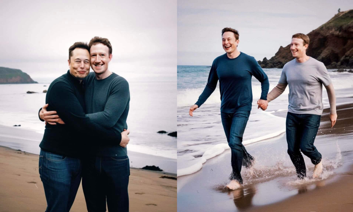 CĐM bật cười trước bộ ảnh "tình anh em bên biển" giữa 2 tỷ phú Mark Zuckerberg và Elon Musk do AI sáng tạo ra