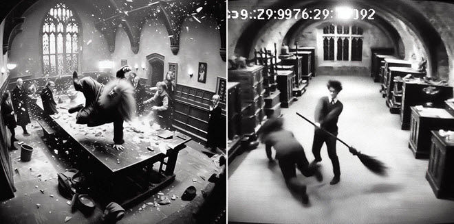 28 bức ảnh bất ngờ ở Hogwarts do AI tưởng tượng với góc camera an ninh