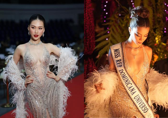 Bùi Quỳnh Hoa đụng hàng với á hậu Miss Universe nhưng thần thái kém xa vì một lỗi trang phục cực ngớ ngẩn