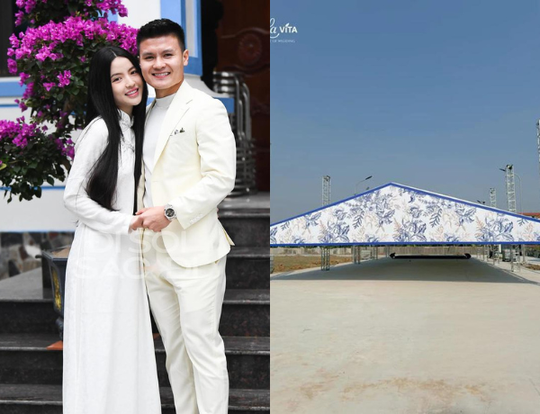 Học tập Văn Hậu, Quang Hải cũng dựng rạp cưới hoành tráng giữa sân vận động, quy mô trăm mâm
