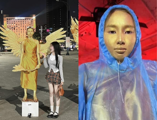 Hoa hậu Thùy Tiên bị fan bắt gặp làm tượng đồng trên phố, vì hòa bình nên phải làm vậy?