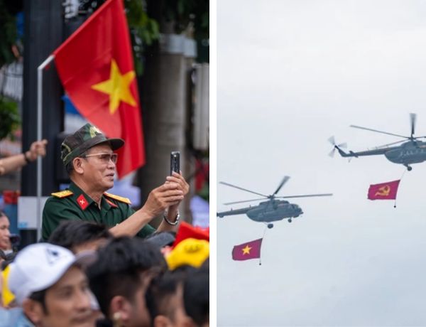 Dàn trực thăng mang cờ Tổ quốc tung bay trên bầu trời Điện Biên, người dân xúc động hô vang 2 tiếng: "Việt Nam"
